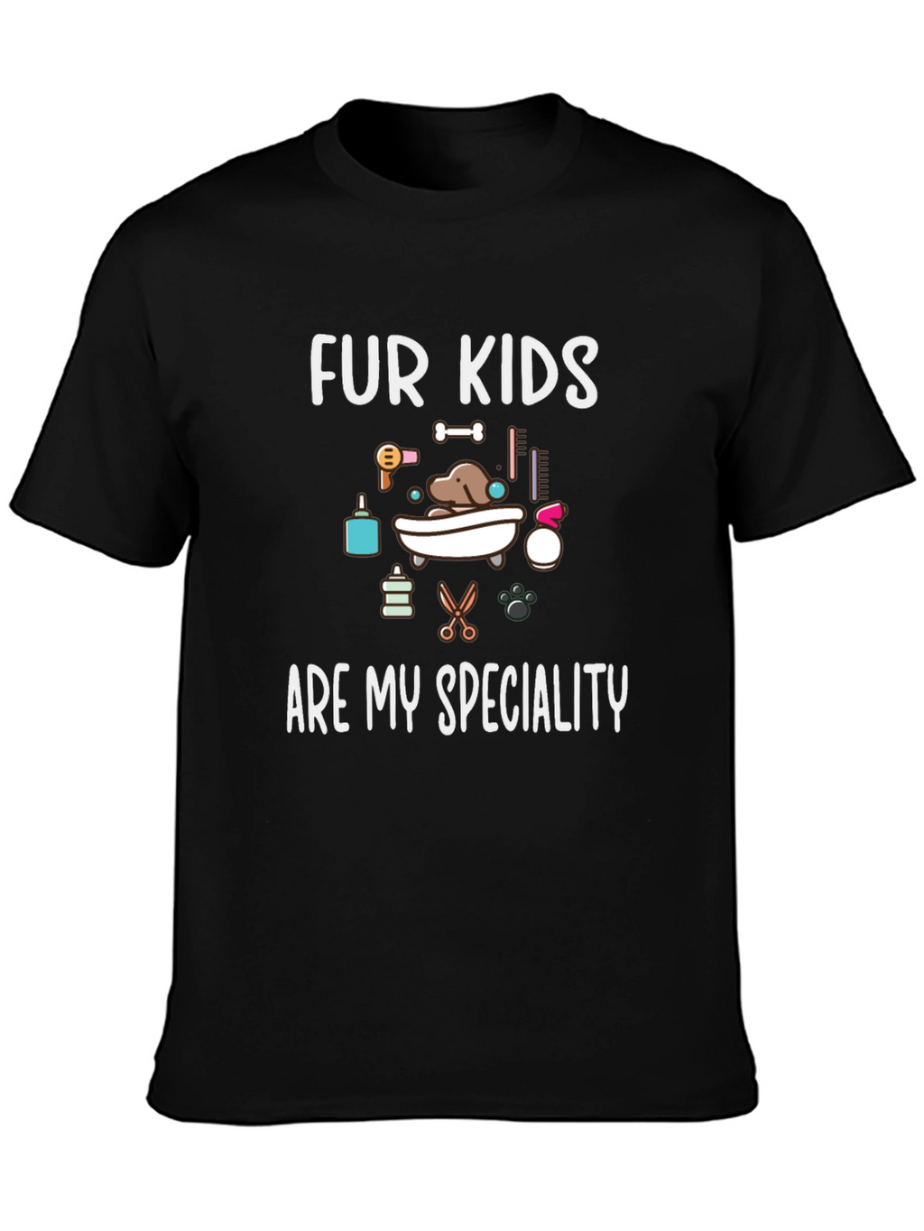 Fur Kids Are My Speciality Black T-Shirt