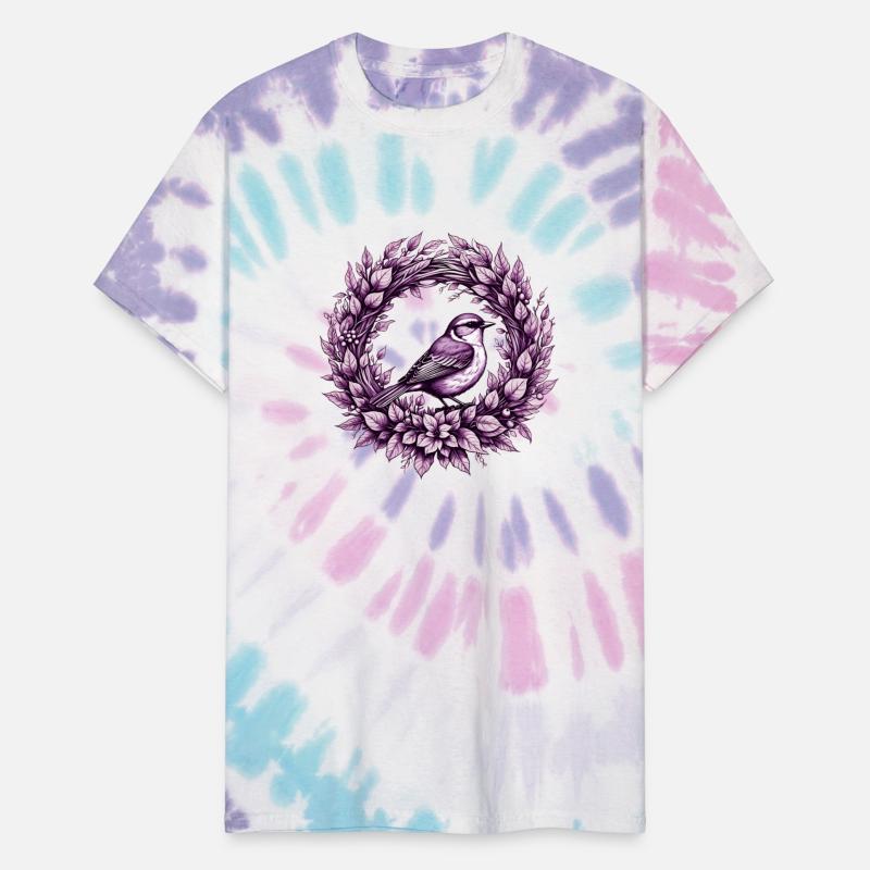 Songbird in floral wreath