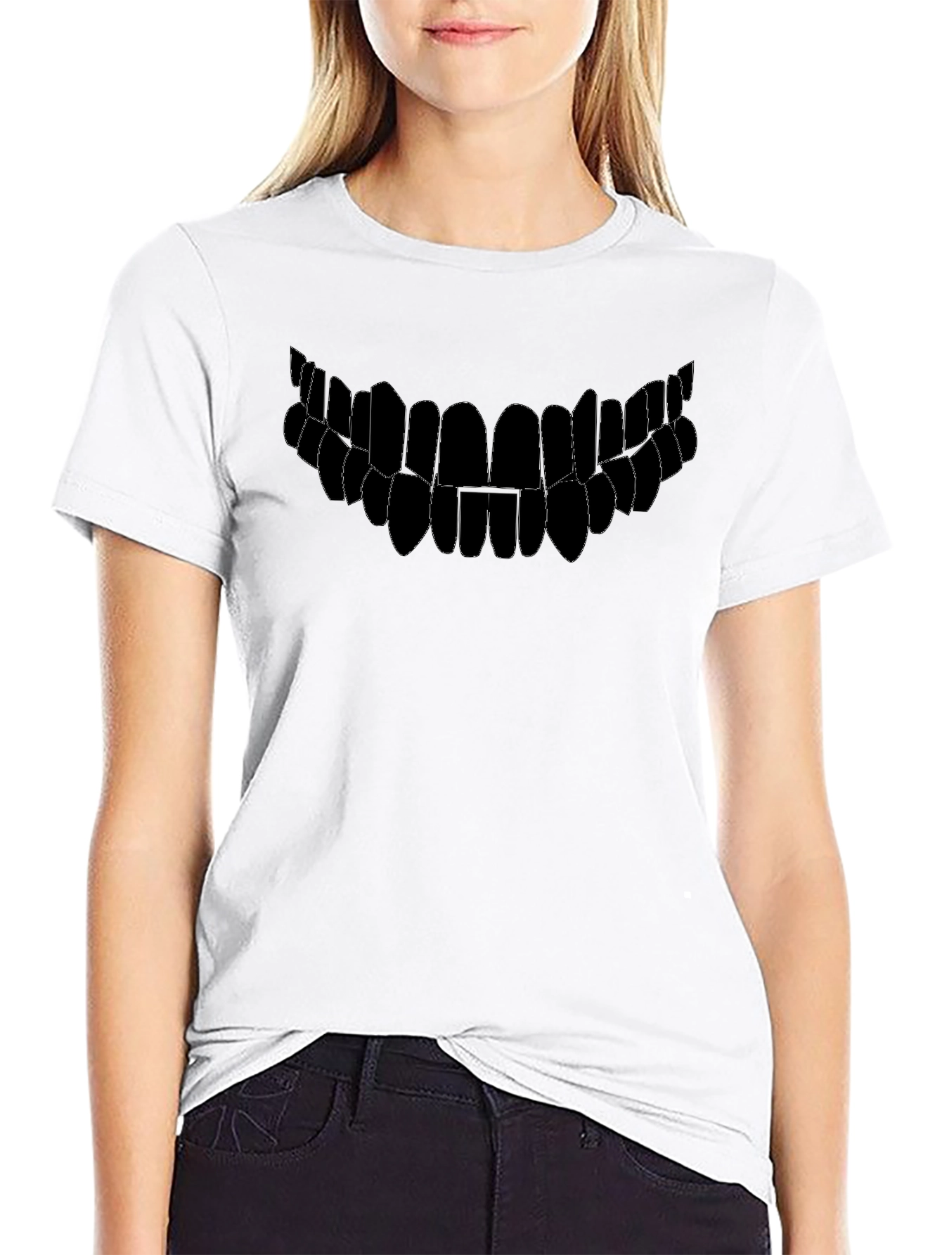 Monster Smile Graphic Tee - Black Cotton T-Shirt