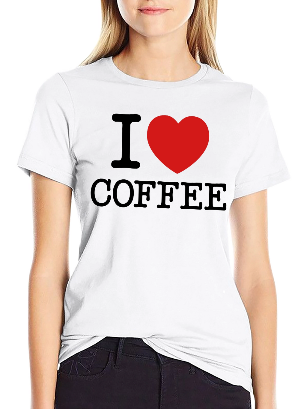 I Heart Coffee Graphic Print T-Shirt - Black