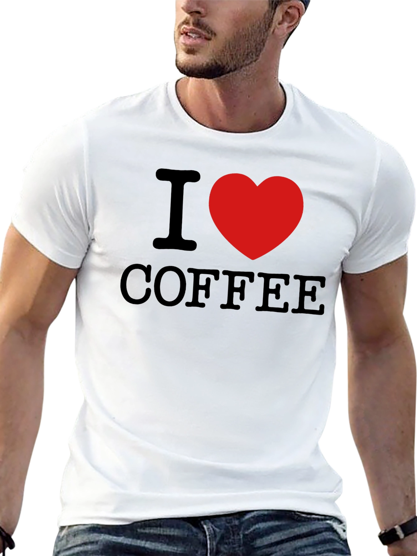 I Heart Coffee Graphic Print T-Shirt - Black