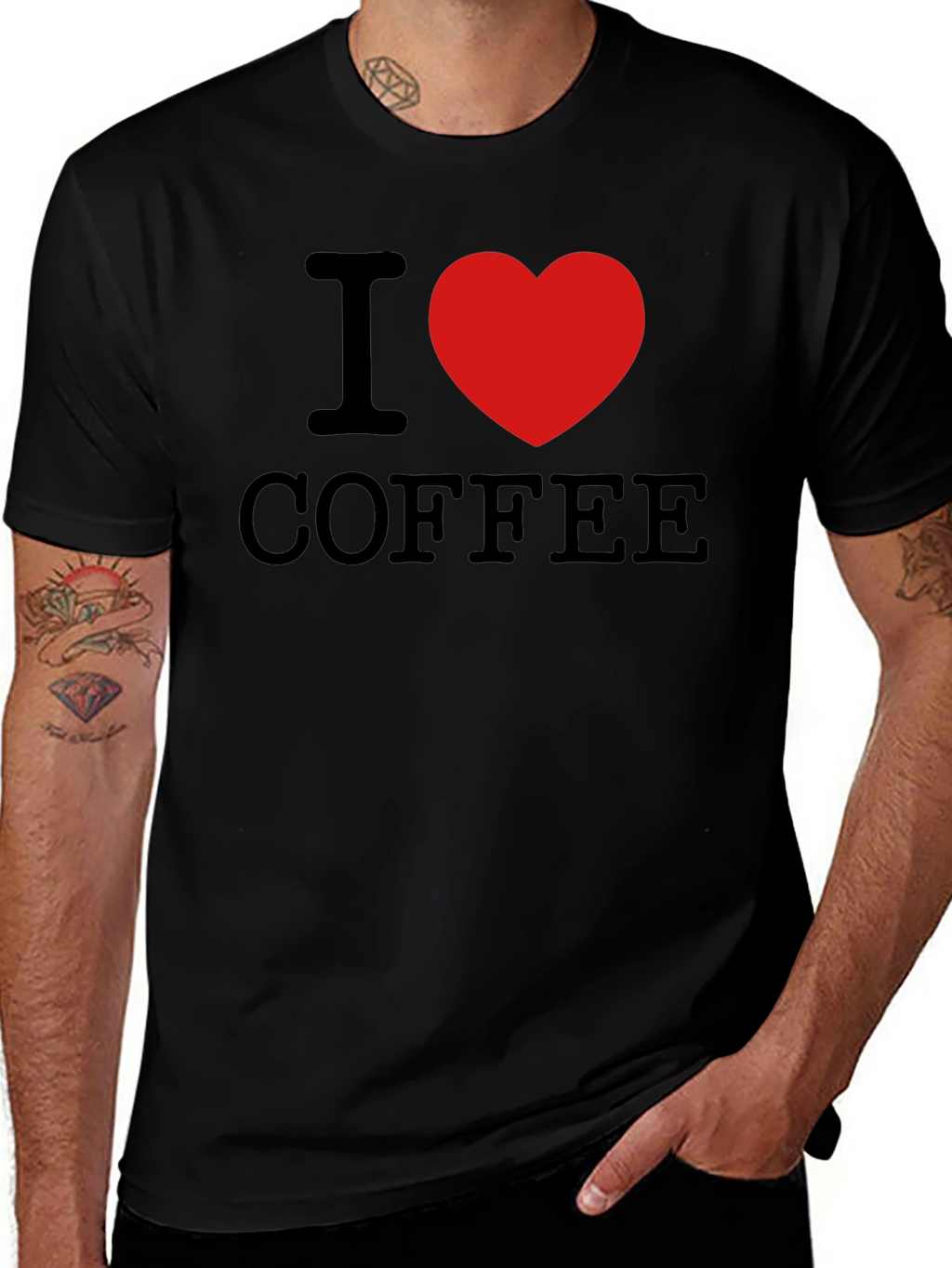 I Heart Coffee Graphic Print T-Shirt - Black