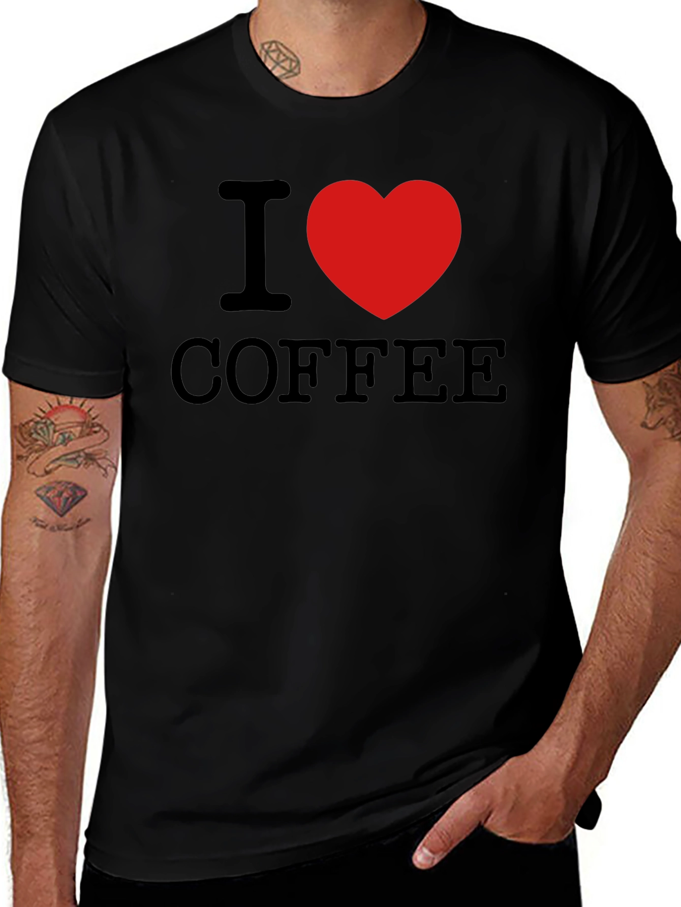 I Heart Coffee Graphic Print T-Shirt - Black