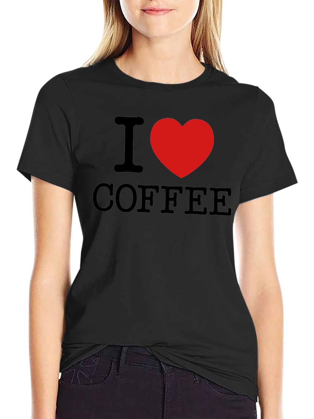 I Heart Coffee Graphic Print T-Shirt - Black