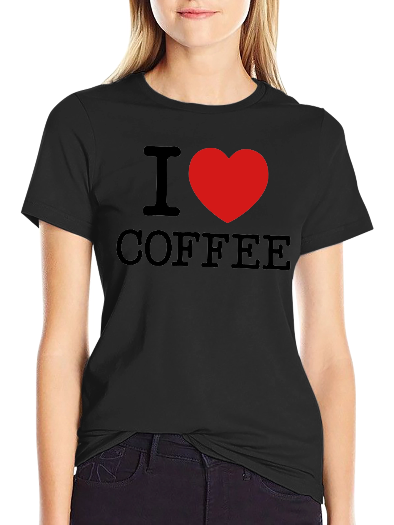 I Heart Coffee Graphic Print T-Shirt - Black