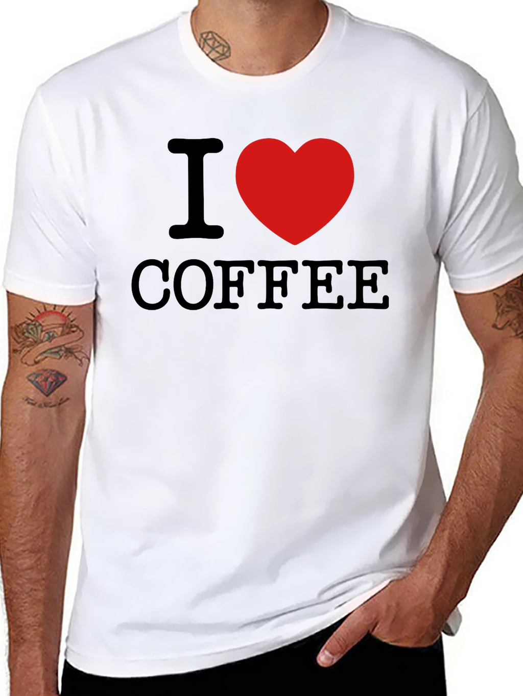 I Heart Coffee Graphic Print T-Shirt - Black
