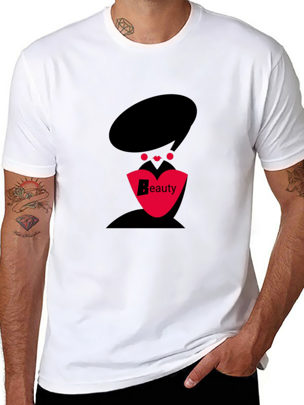 Stylish Black T-Shirt with Beauty Graphic Design