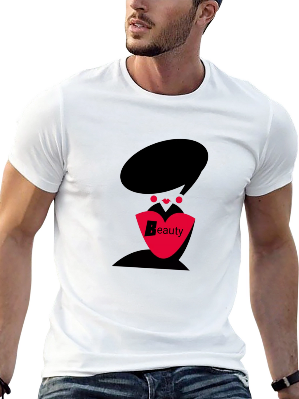 Stylish Black T-Shirt with Beauty Graphic Design