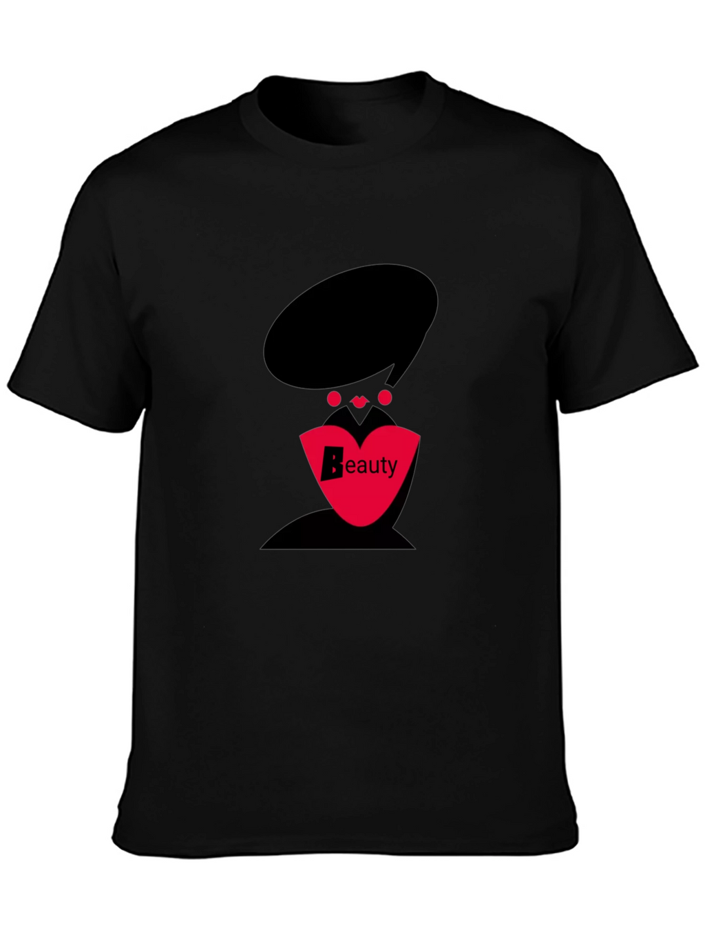 Stylish Black T-Shirt with Beauty Graphic Design