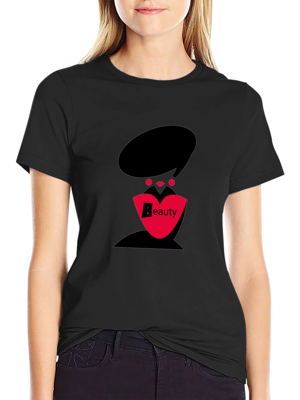Stylish Black T-Shirt with Beauty Graphic Design