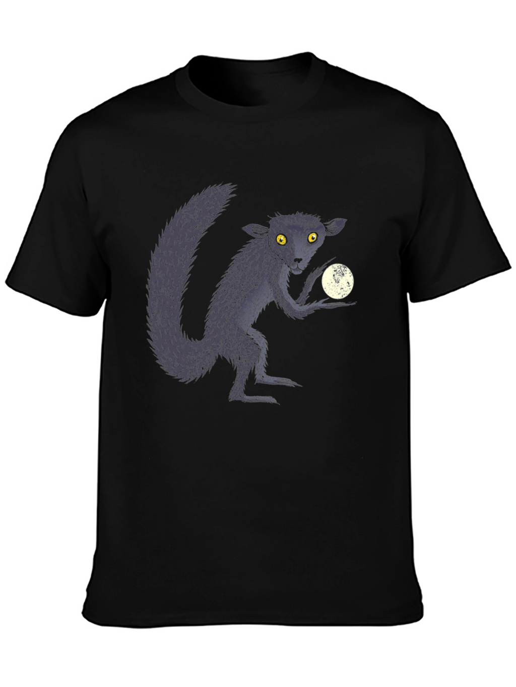Aye-Aye Lemur & Moon Black Graphic T-Shirt