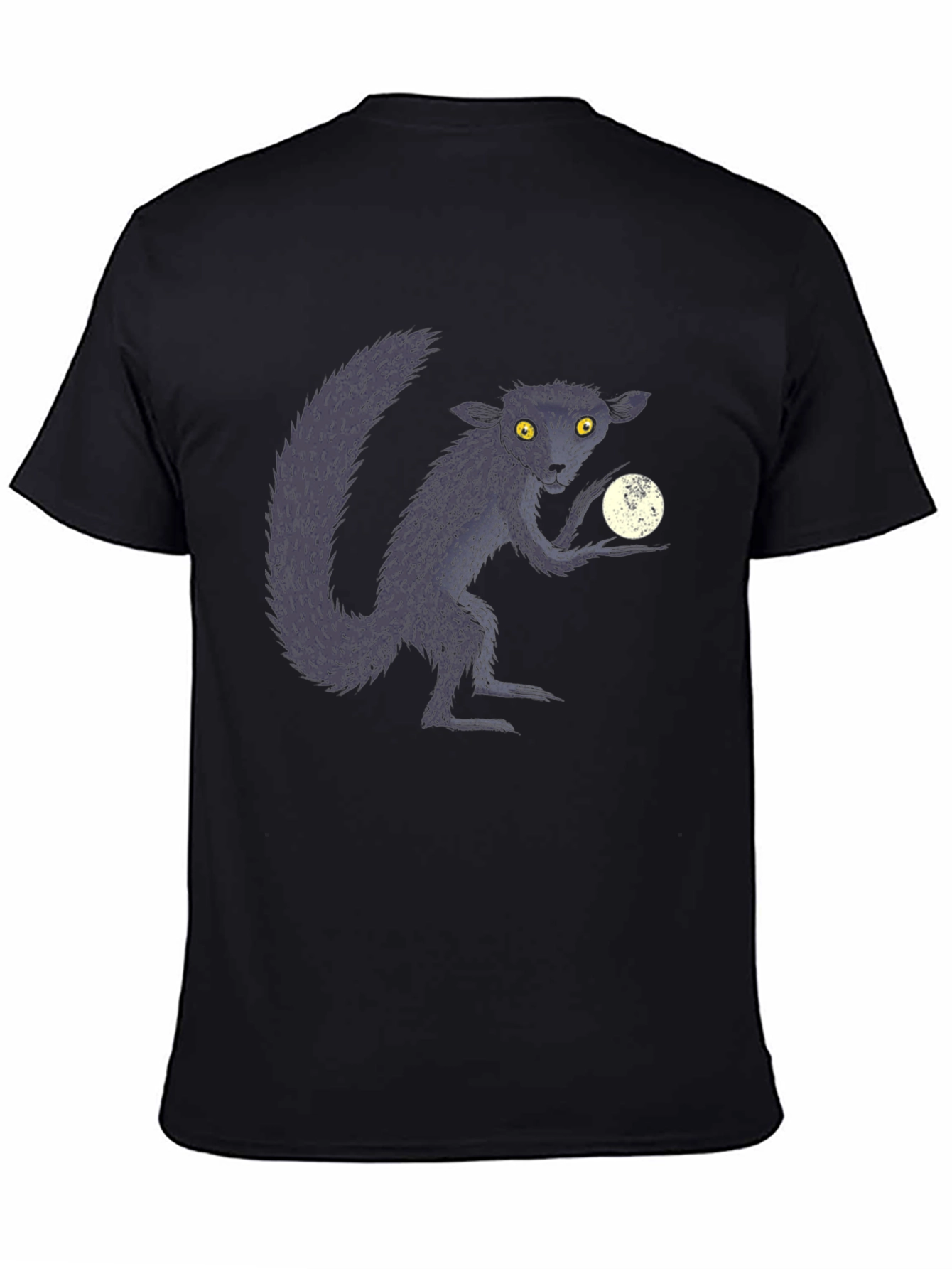 Aye-Aye Lemur & Moon Black Graphic T-Shirt