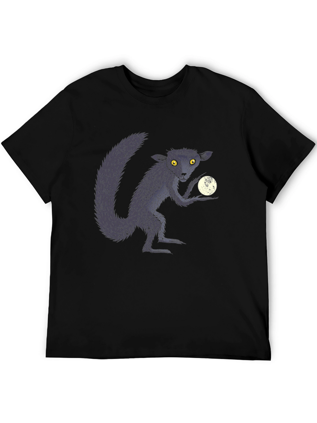 Aye-Aye Lemur & Moon Black Graphic T-Shirt