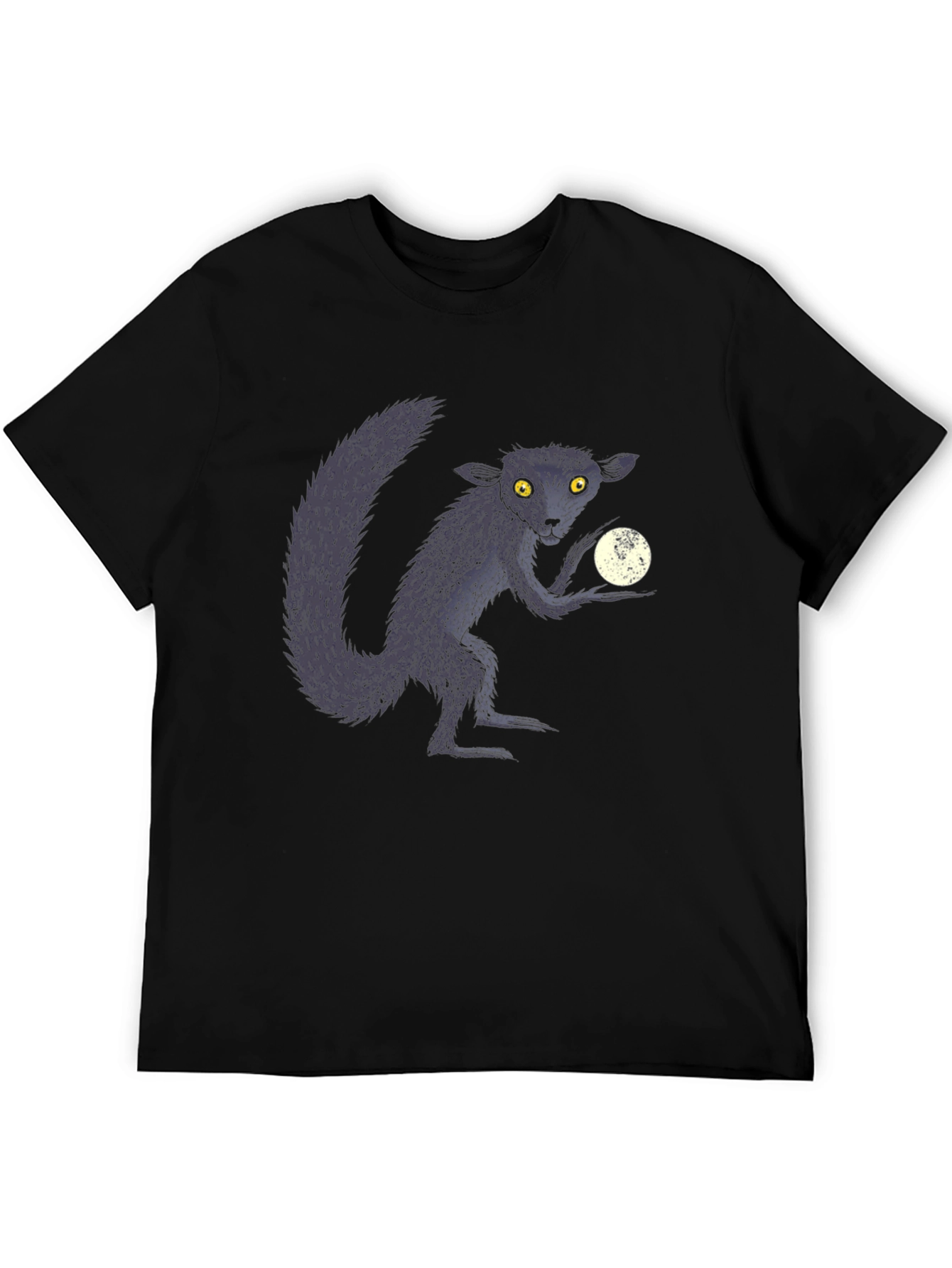 Aye-Aye Lemur & Moon Black Graphic T-Shirt