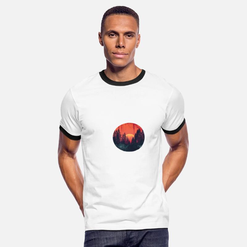 Sunset Forest Silhouette Outdoor Retro 80s Vibe