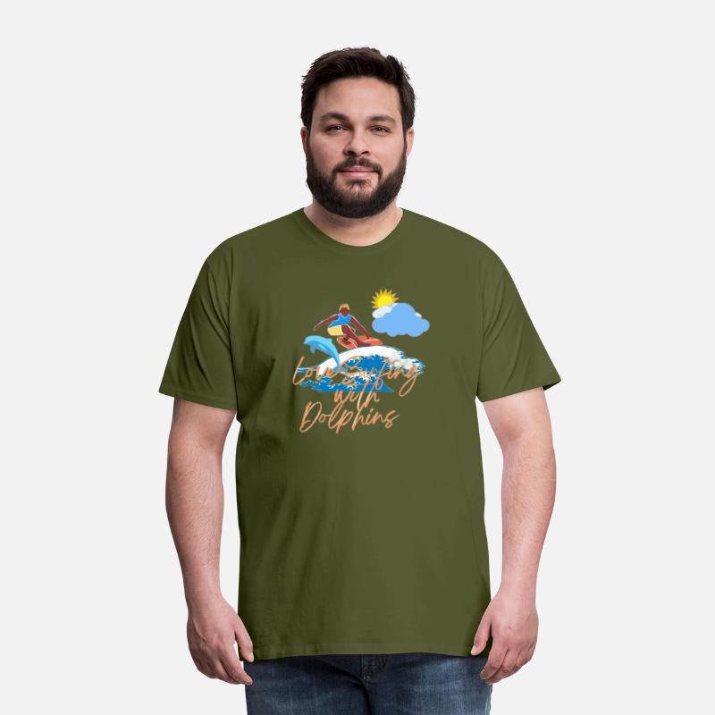 Surfing with dolphins