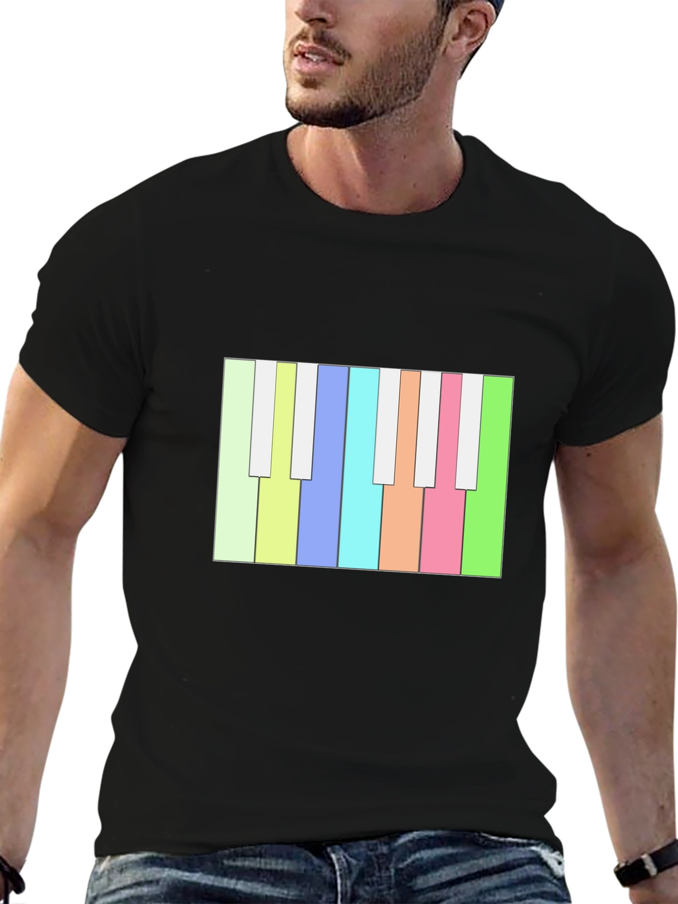 Colorful Piano Keys Graphic Tee