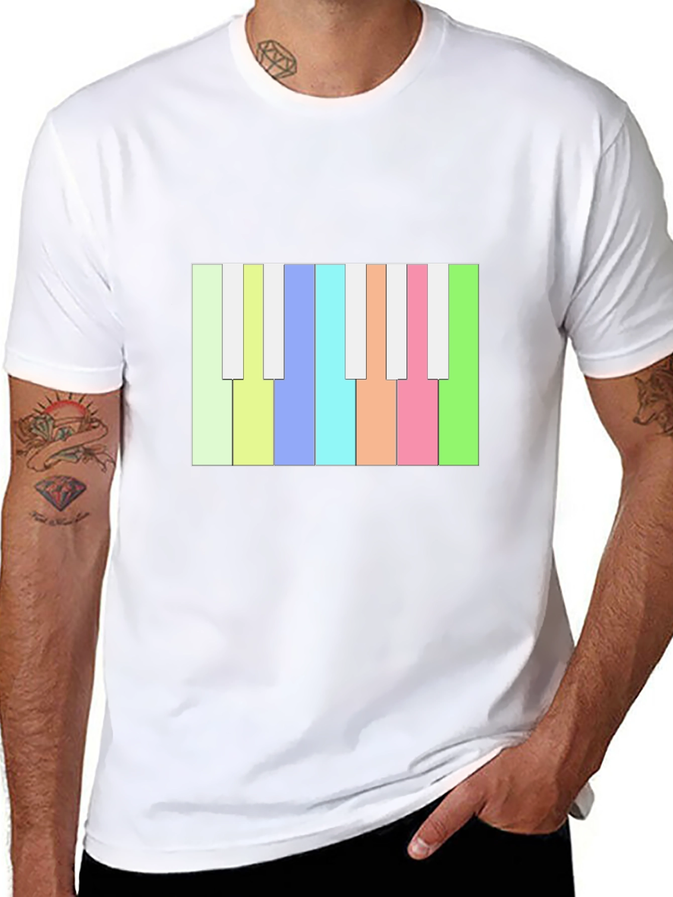 Colorful Piano Keys Graphic Tee