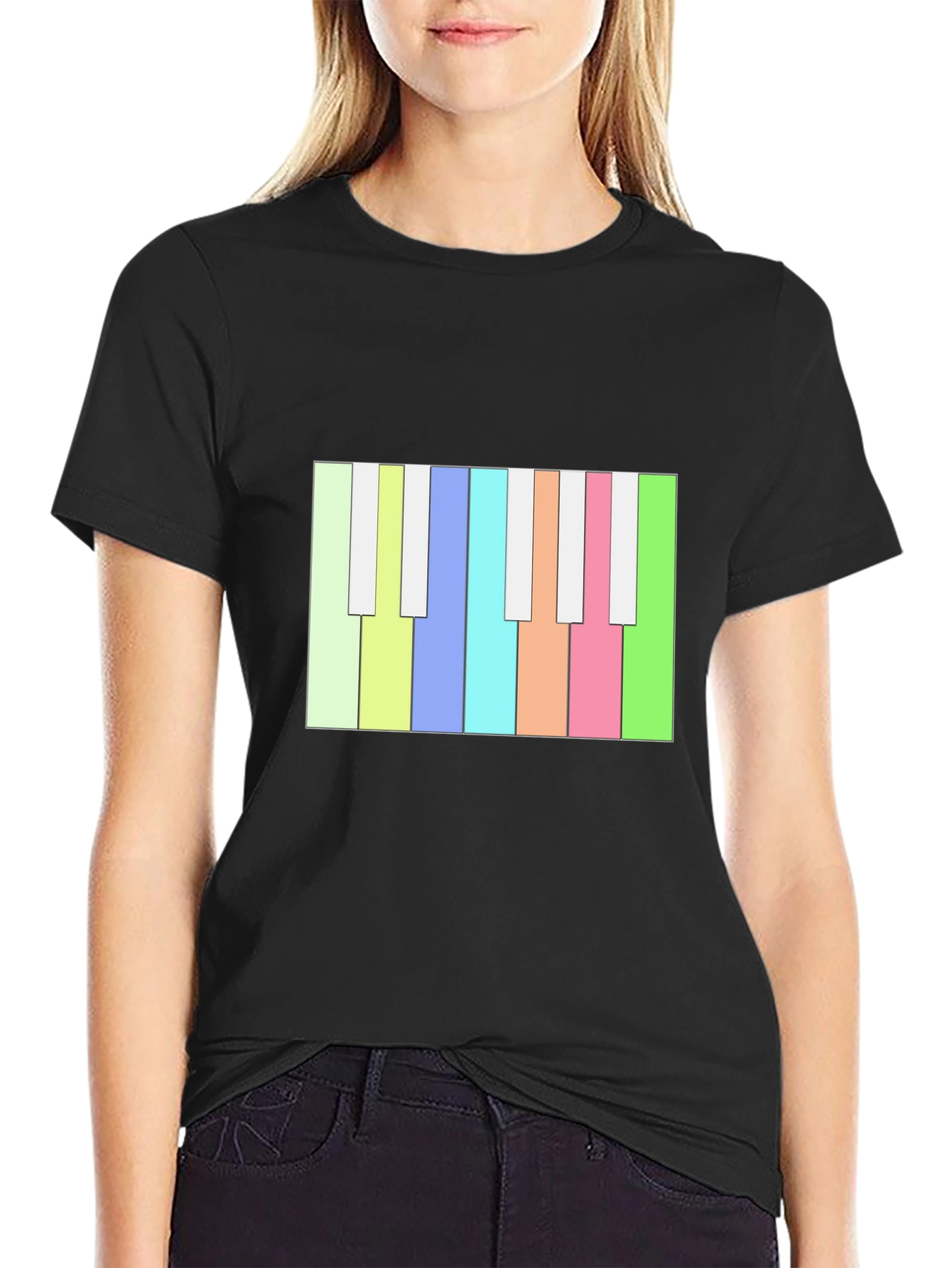 Colorful Piano Keys Graphic Tee