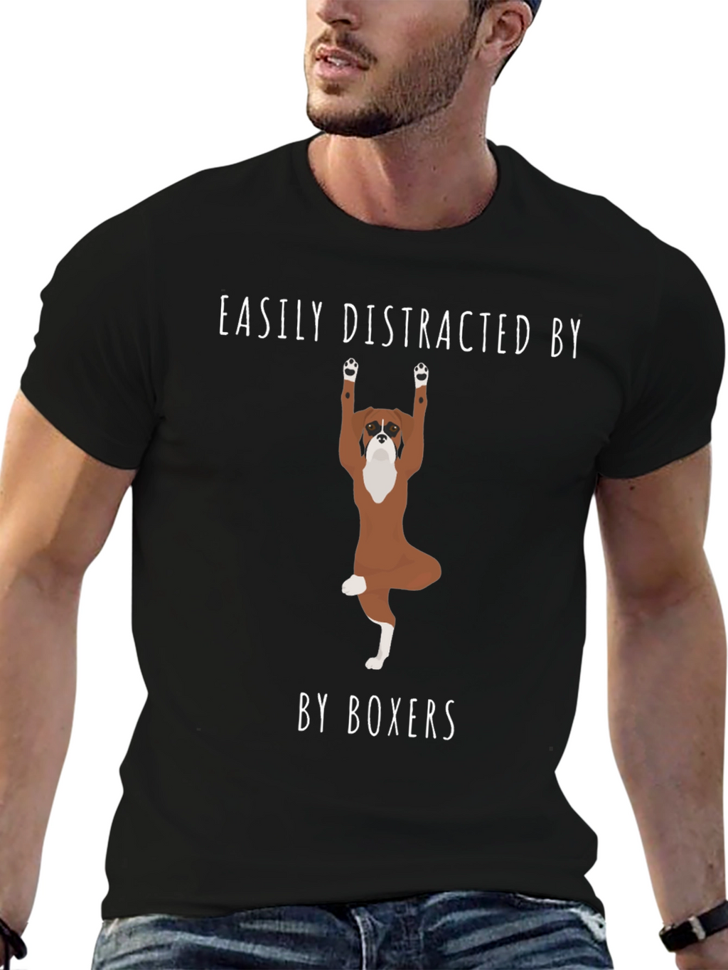 Easily Distracted by Boxers T-Shirt – Funny Boxer Dog Graphic Tee