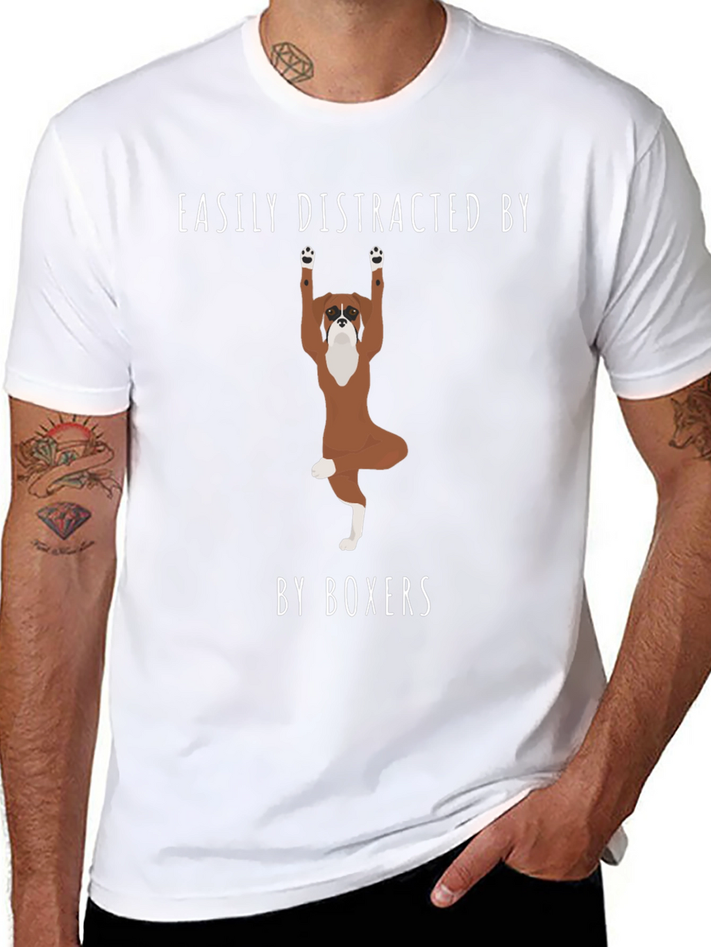 Easily Distracted by Boxers T-Shirt – Funny Boxer Dog Graphic Tee