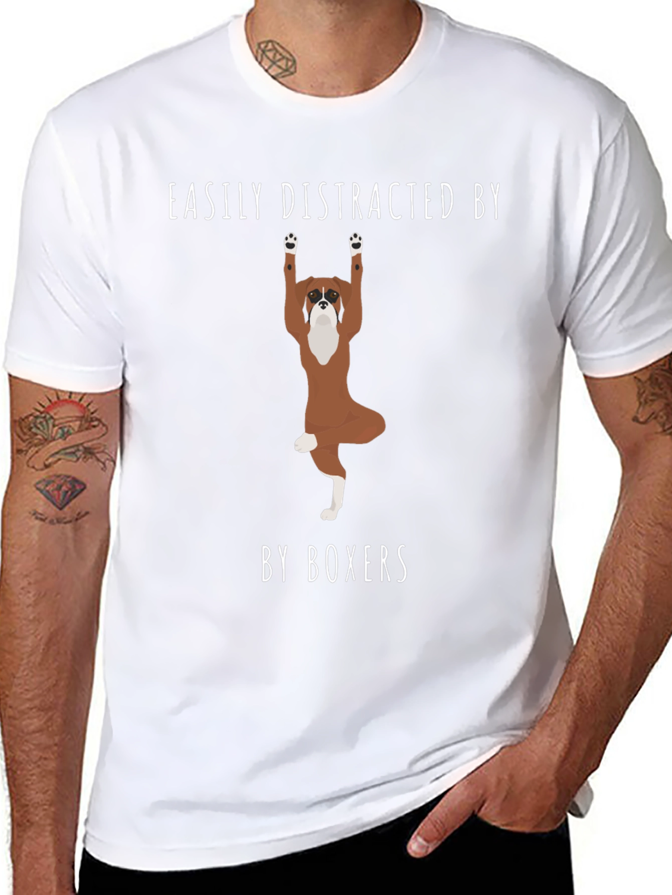 Easily Distracted by Boxers T-Shirt – Funny Boxer Dog Graphic Tee