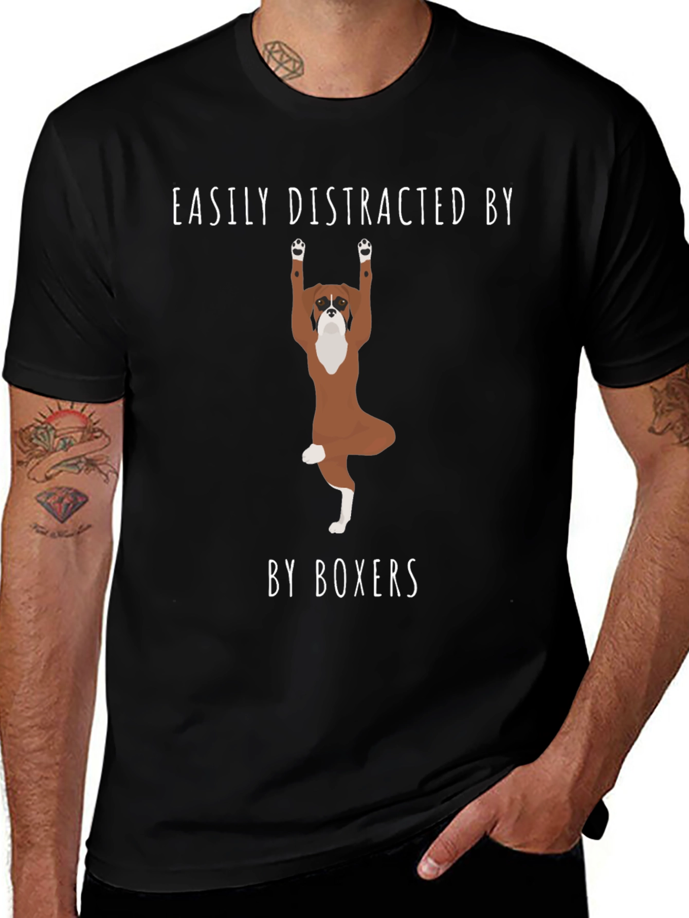 Easily Distracted by Boxers T-Shirt – Funny Boxer Dog Graphic Tee