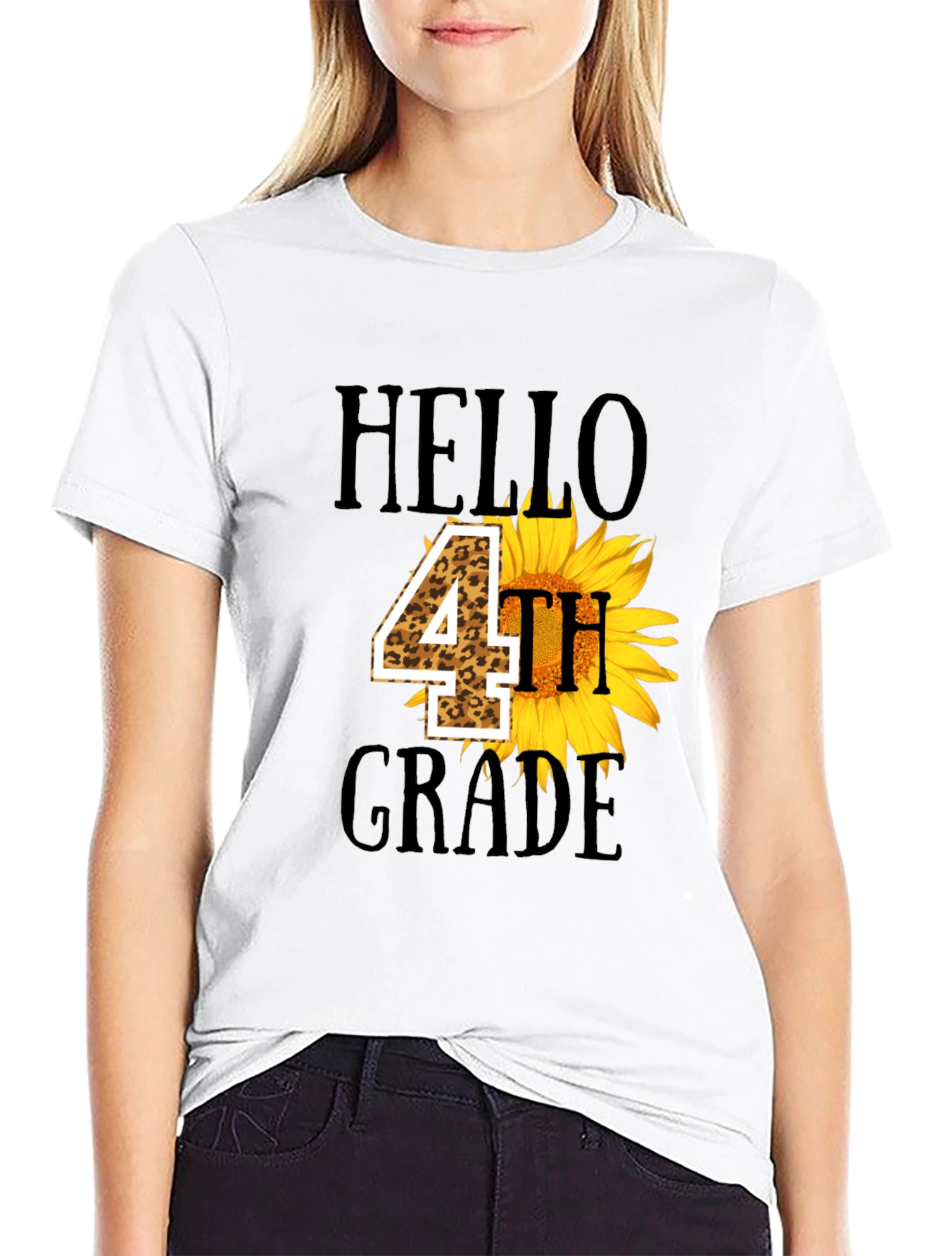 Hello 4th Grade Sunflower Tee