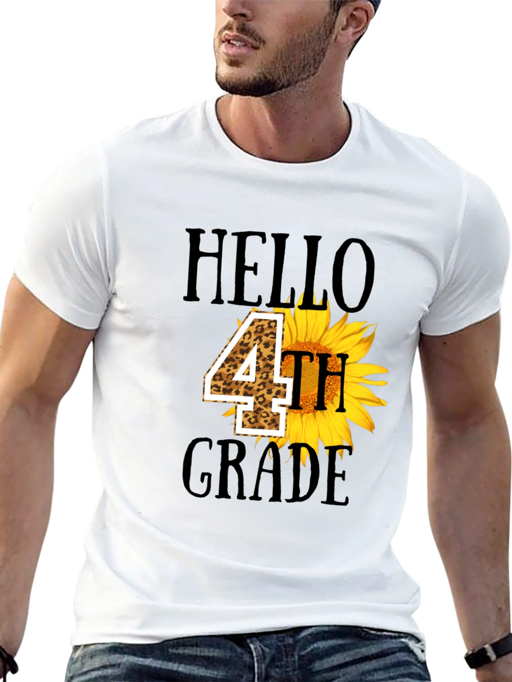 Hello 4th Grade Sunflower Tee