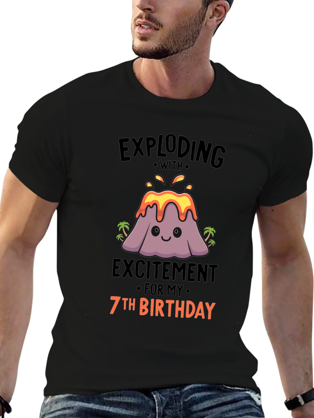 Exploding 7th Birthday Volcano T-Shirt