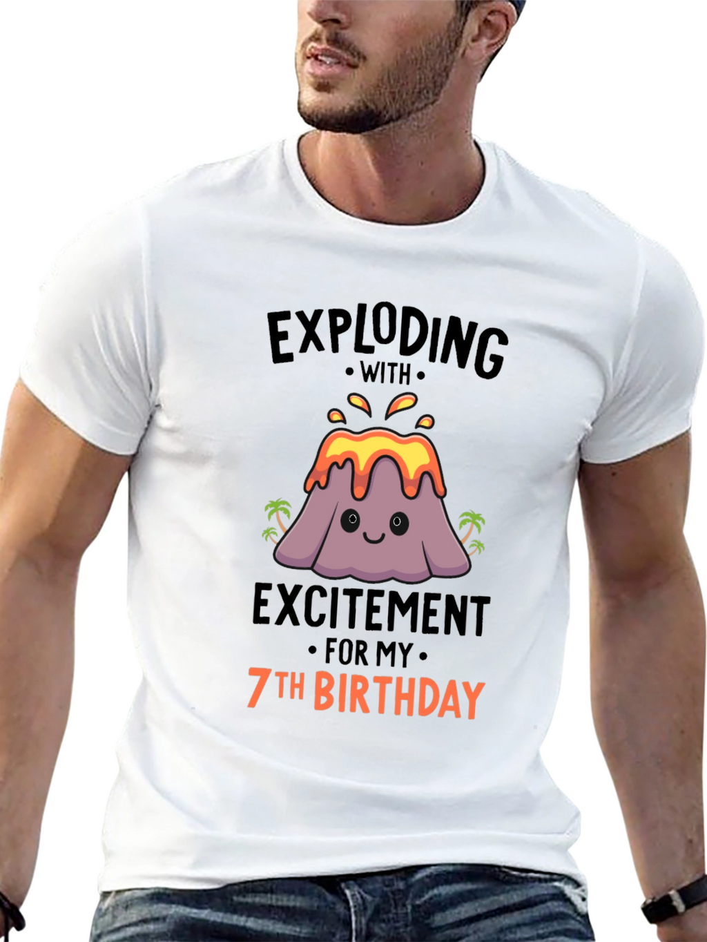 Exploding 7th Birthday Volcano T-Shirt