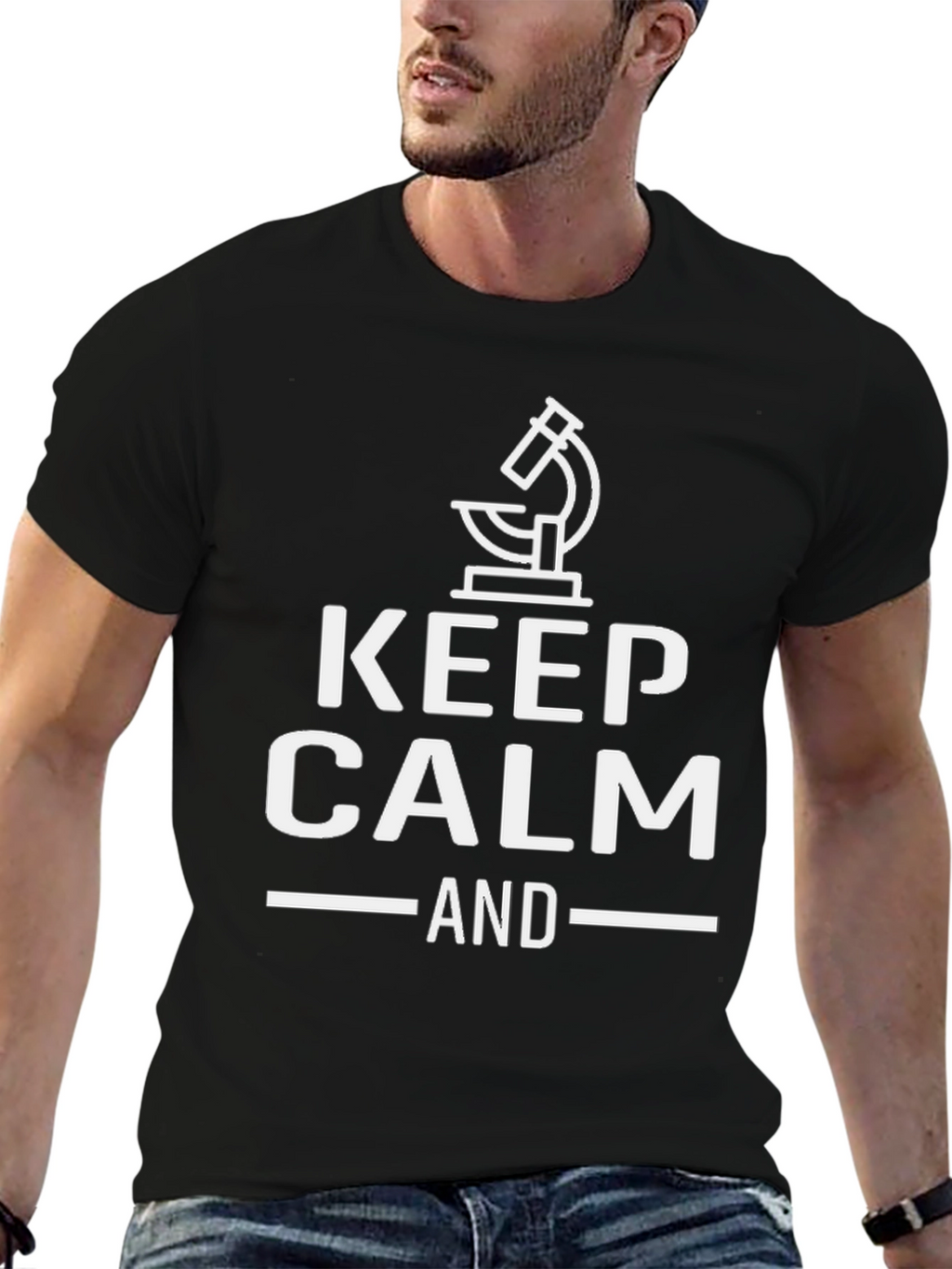 Keep Calm And Microscope Black T-Shirt