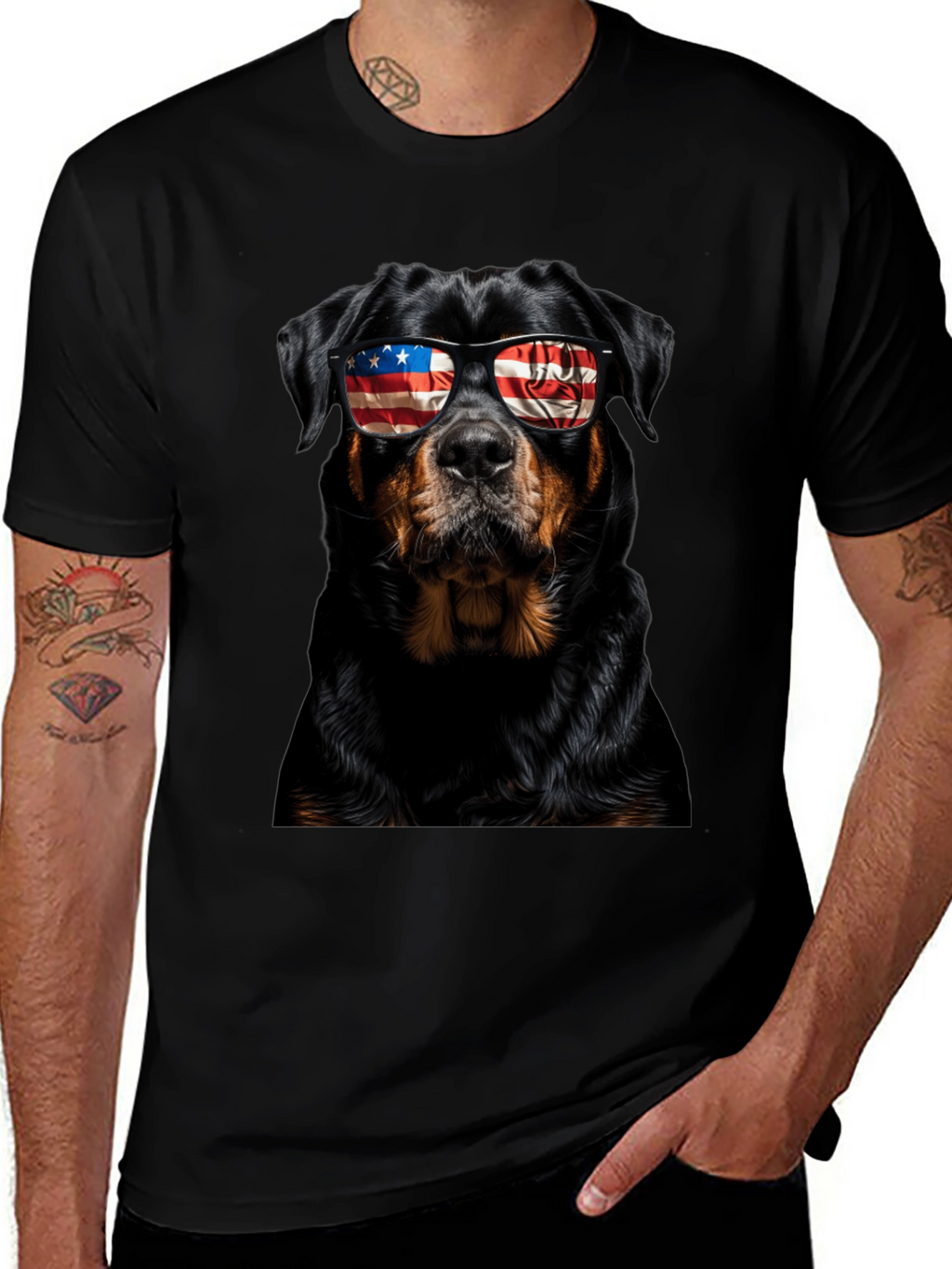 Patriotic Rottweiler Dog Graphic T-Shirt