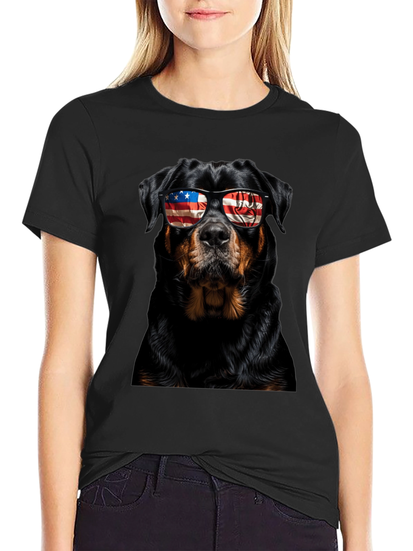 Patriotic Rottweiler Dog Graphic T-Shirt