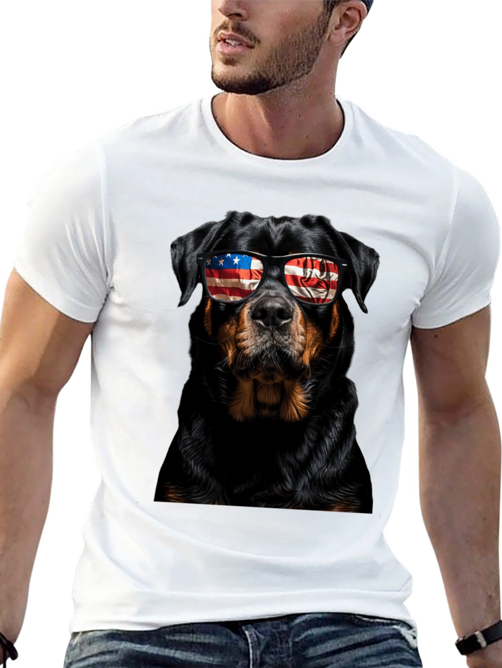 Patriotic Rottweiler Dog Graphic T-Shirt