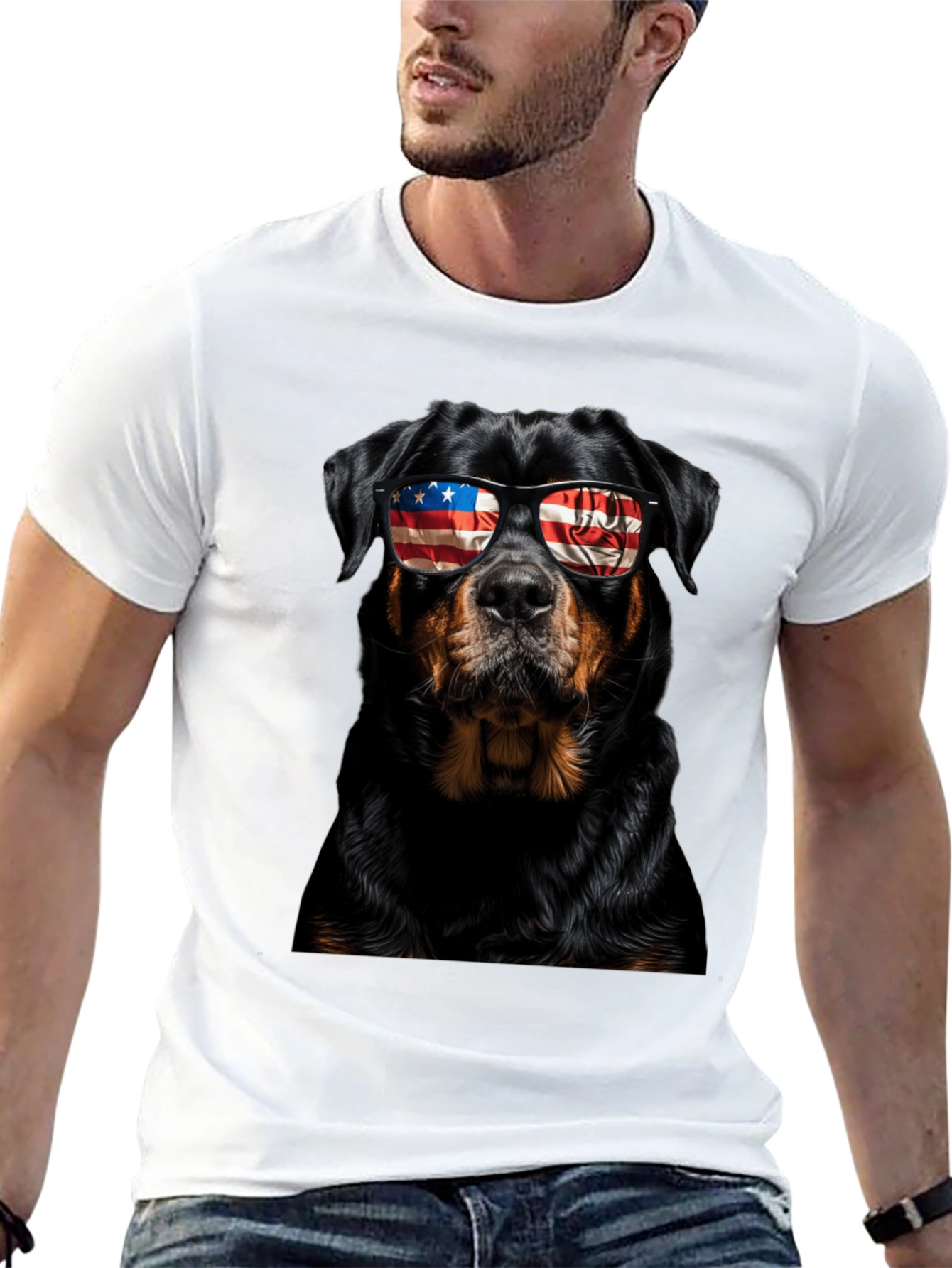 Patriotic Rottweiler Dog Graphic T-Shirt