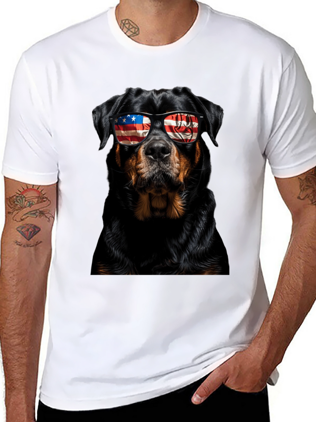 Patriotic Rottweiler Dog Graphic T-Shirt