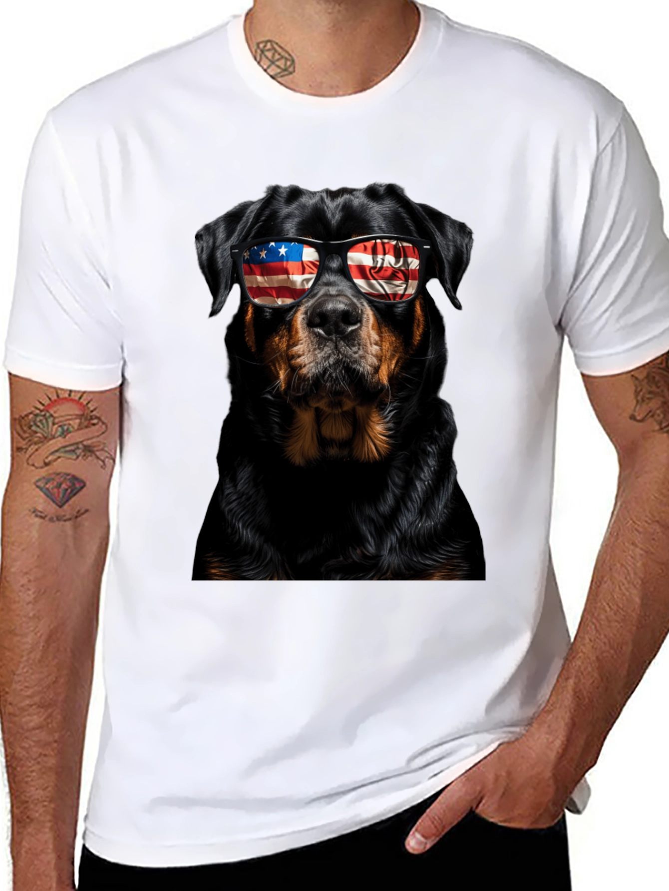 Patriotic Rottweiler Dog Graphic T-Shirt