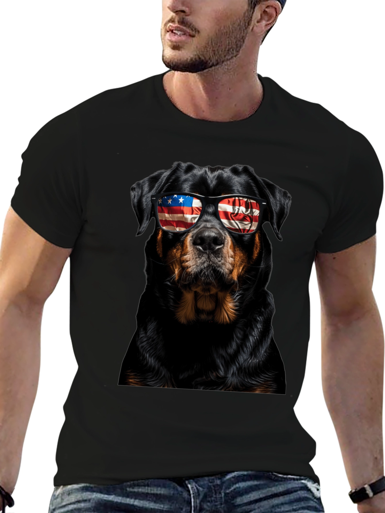 Patriotic Rottweiler Dog Graphic T-Shirt