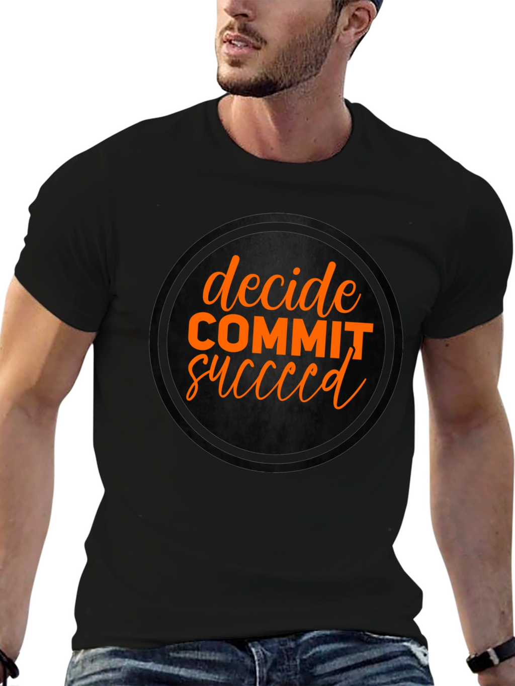 Decide Commit Succeed Black Graphic T-Shirt