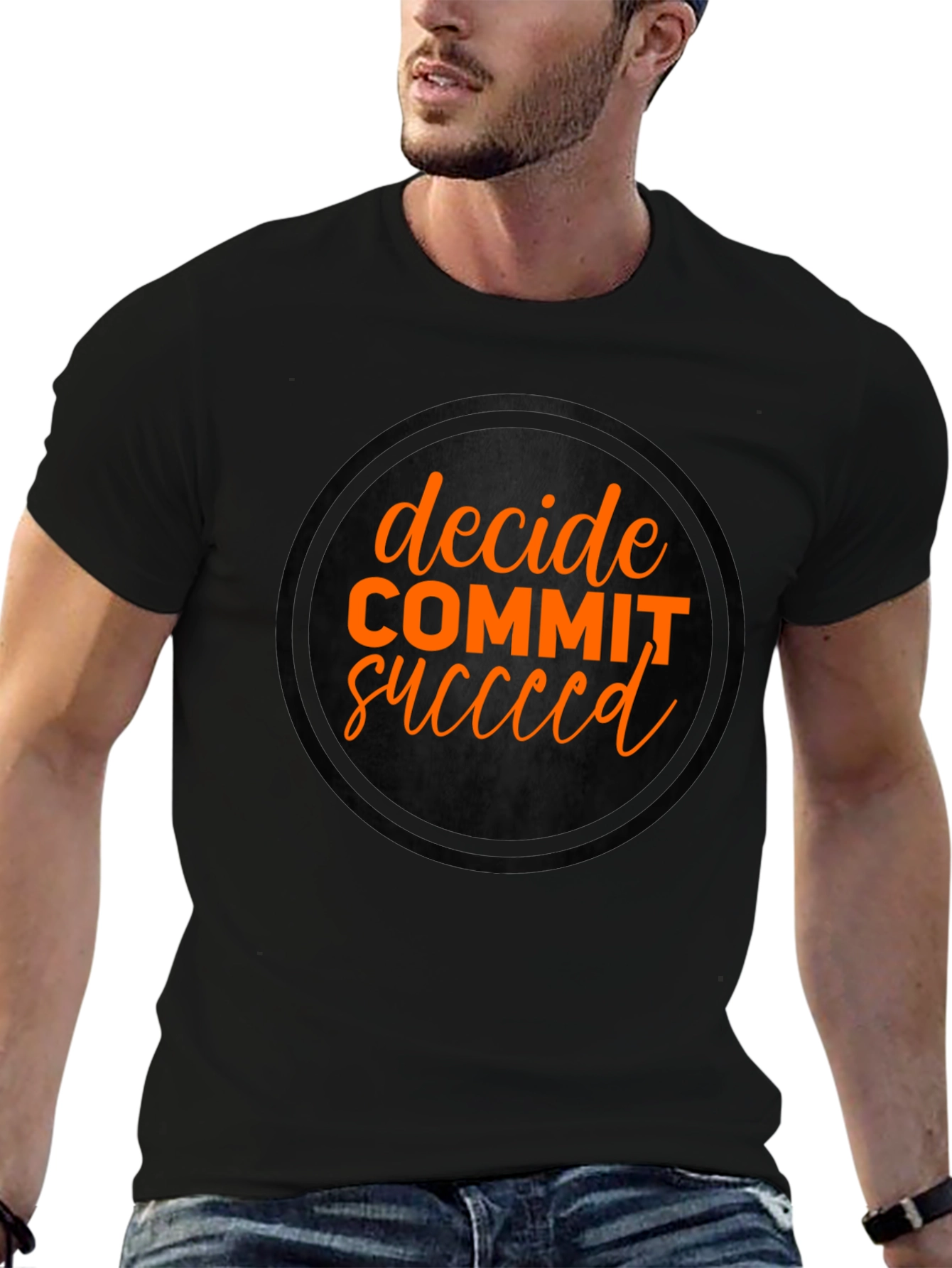 Decide Commit Succeed Black Graphic T-Shirt