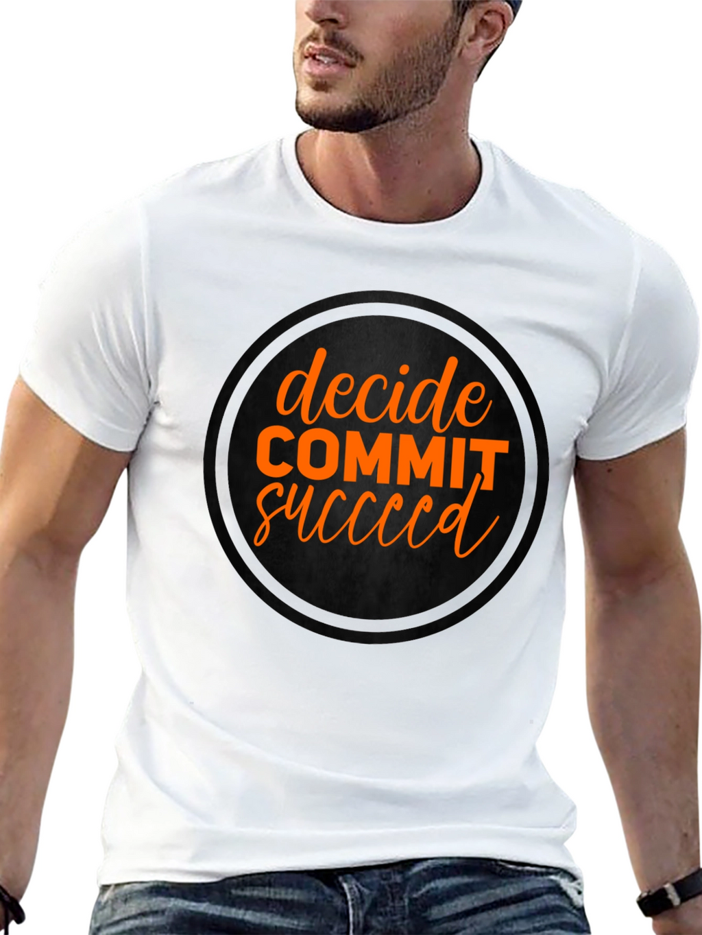 Decide Commit Succeed Black Graphic T-Shirt