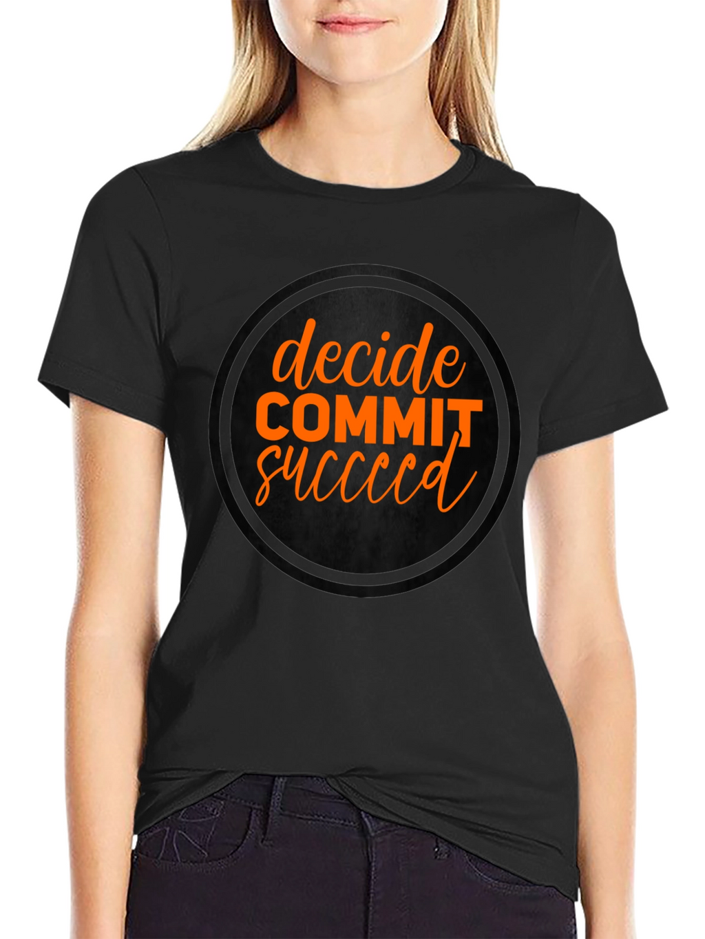 Decide Commit Succeed Black Graphic T-Shirt