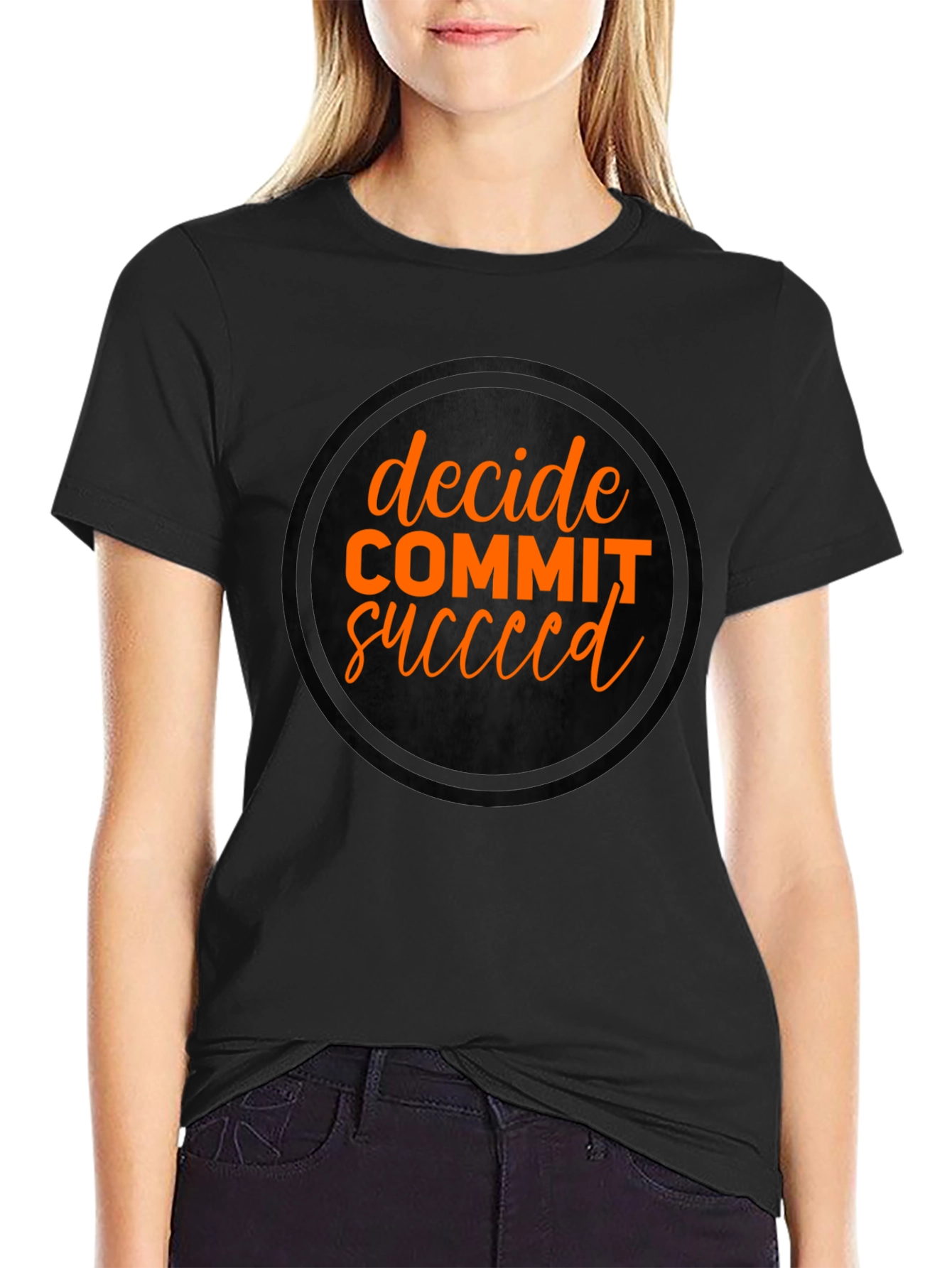 Decide Commit Succeed Black Graphic T-Shirt
