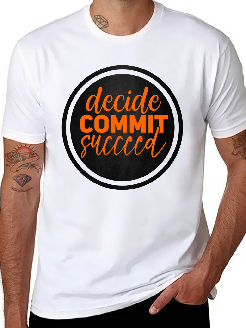 Decide Commit Succeed Black Graphic T-Shirt