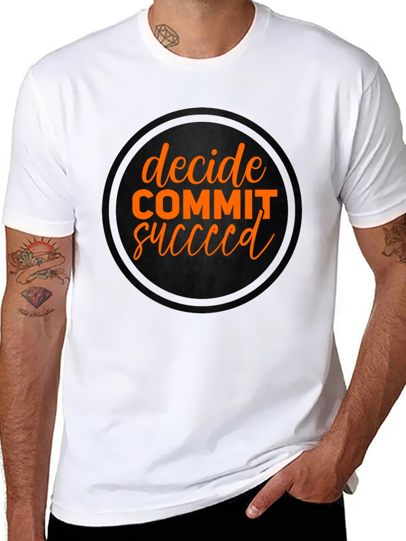 Decide Commit Succeed Black Graphic T-Shirt