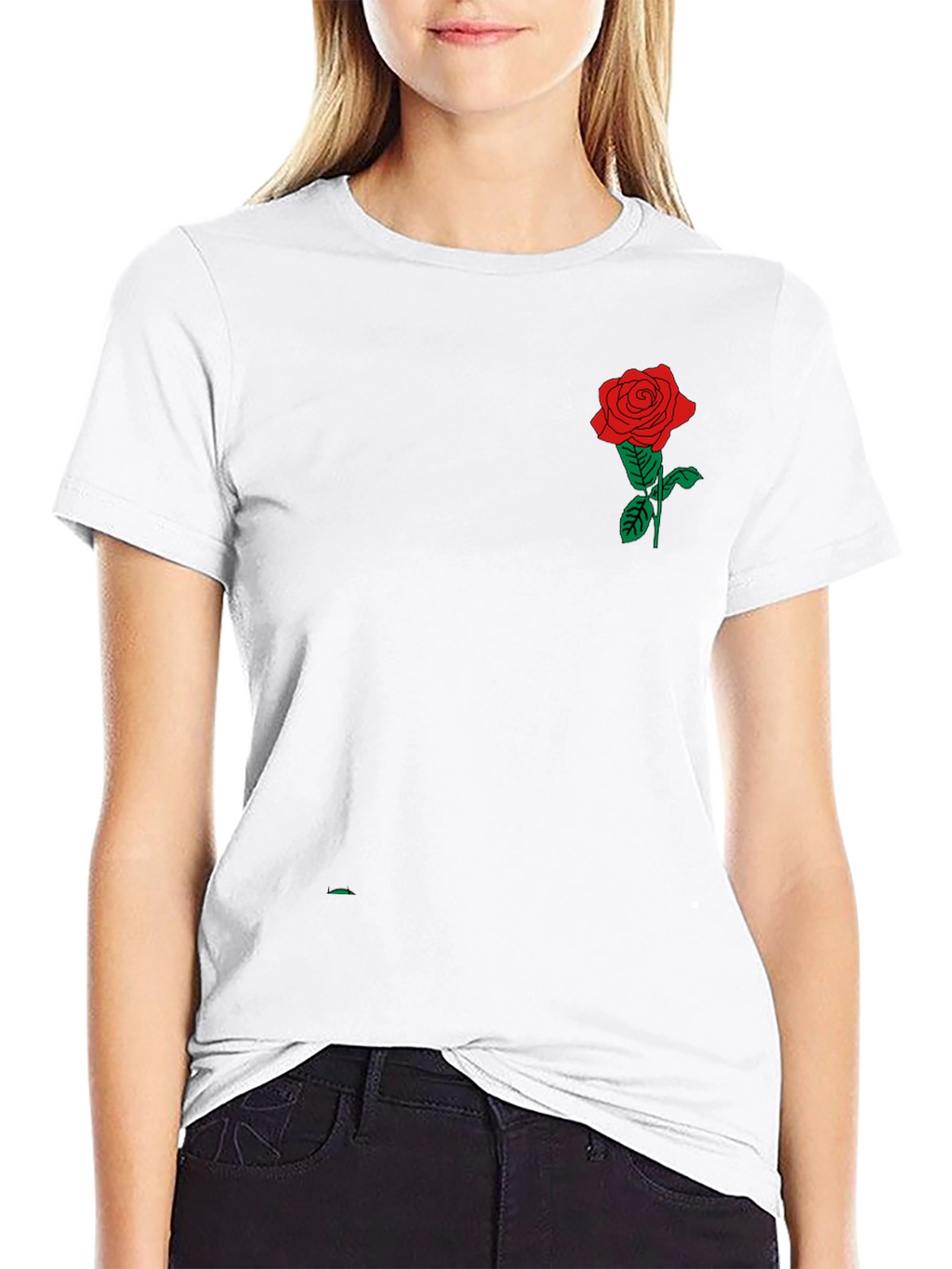 Black T-Shirt with Rose Graphic