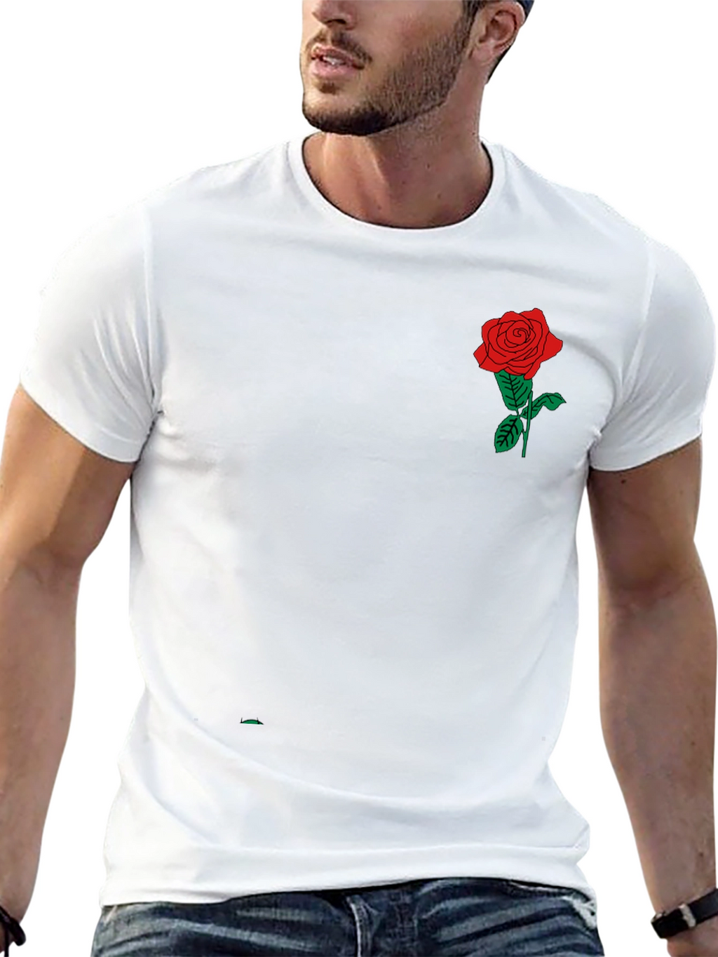 Black T-Shirt with Rose Graphic