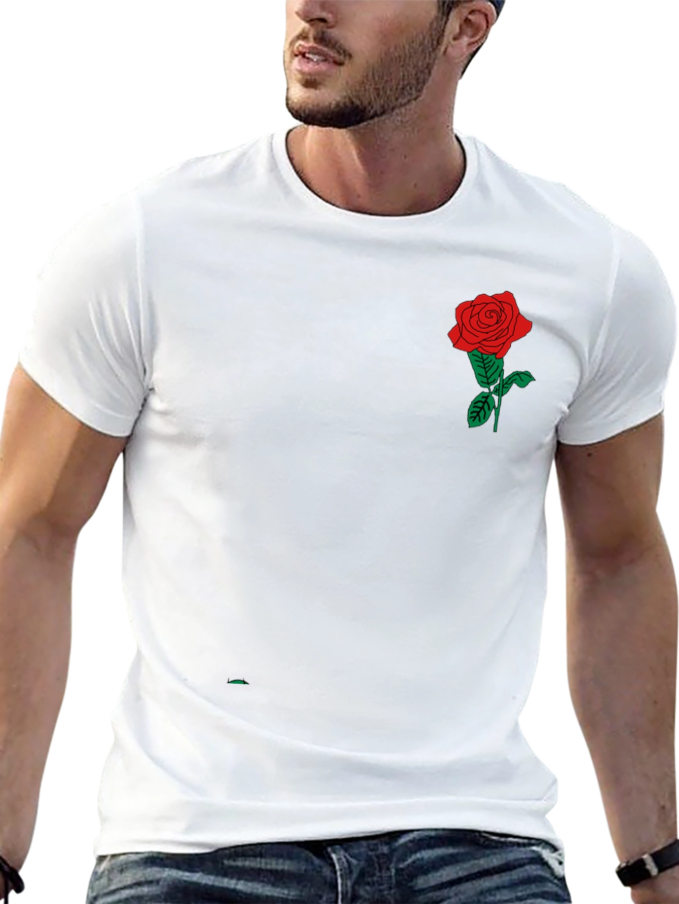 Black T-Shirt with Rose Graphic