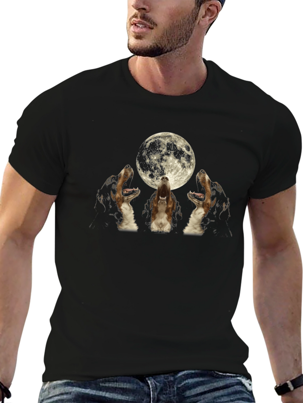 Howling Dogs Moon Graphic T-Shirt